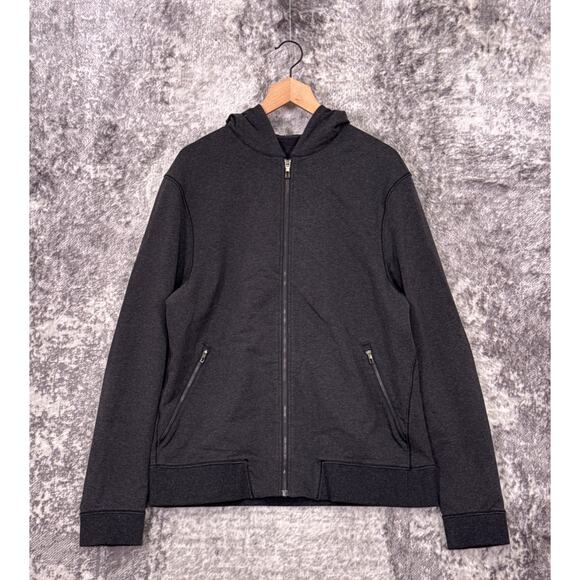 Lululemon Sweatshirt Large Mens Cross Cut Hoodie Full Zip Gray French Terry - Picture 1 of 8